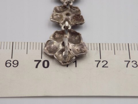 Piękny stary srebrny damski wisiorek/zawieszka KWIATY CYRKONIE biżuteria