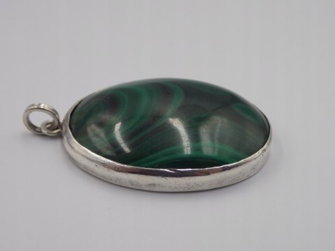 Piękny stary srebrny wisiorek/zawieszka MALACHIT srebro biżuteria VINTAGE