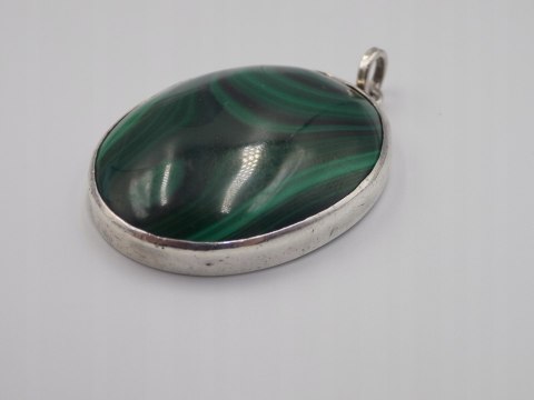 Piękny stary srebrny wisiorek/zawieszka MALACHIT srebro biżuteria VINTAGE