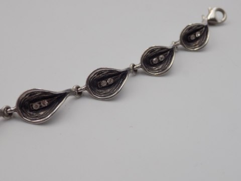 Srebrna damska bransoletka CYRKONIE oksyda srebro 925 - biżuteria VINTAGE