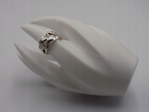 Srebrny ażurowy pierścionek/obrączka MASA PERŁOWA r. 16 srebro 925 VINTAGE