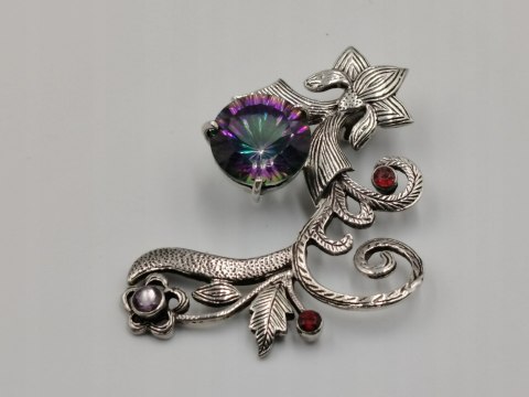 Srebrny damski wisiorek/zawieszka TOPAZ MISTYCZNY GRANATY VINTAGE biżuteria