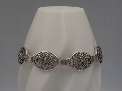 Stara srebrna damska ażurowa bransoletka - srebro 925 - biżuteria VINTAGE