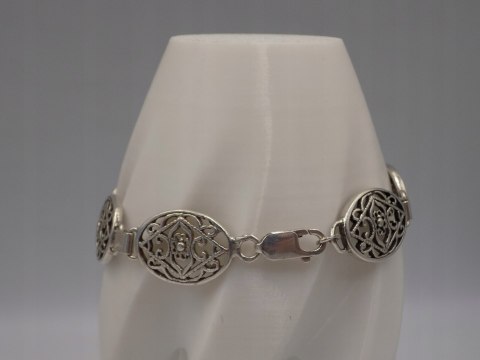 Stara srebrna damska ażurowa bransoletka - srebro 925 - biżuteria VINTAGE