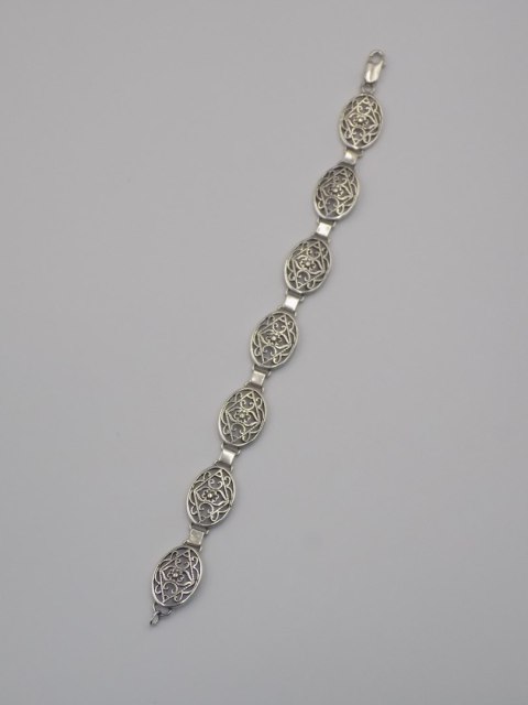 Stara srebrna damska ażurowa bransoletka - srebro 925 - biżuteria VINTAGE