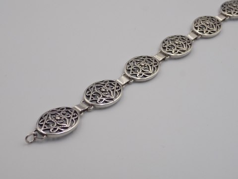 Stara srebrna damska ażurowa bransoletka - srebro 925 - biżuteria VINTAGE