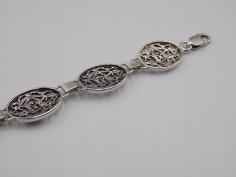 Stara srebrna damska ażurowa bransoletka - srebro 925 - biżuteria VINTAGE