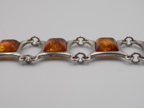 Stara srebrna damska bransoletka BURSZTYN - srebro 925 - biżuteria VINTAGE