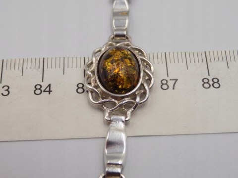 Stara srebrna damska bransoletka BURSZTYN - srebro 925 - biżuteria VINTAGE