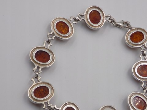 Stara srebrna damska bransoletka BURSZTYN - srebro 925 - biżuteria VINTAGE