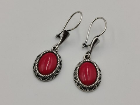 Stare piękne srebrne kolczyki ażurowe ART GRAW OWAL KORAL biżuteria VINTAGE