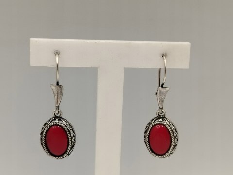 Stare piękne srebrne kolczyki ażurowe ART GRAW OWAL KORAL biżuteria VINTAGE