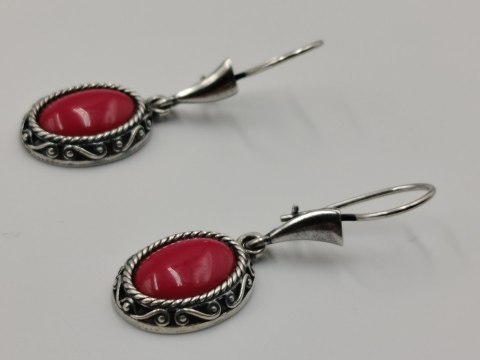 Stare piękne srebrne kolczyki ażurowe ART GRAW OWAL KORAL biżuteria VINTAGE