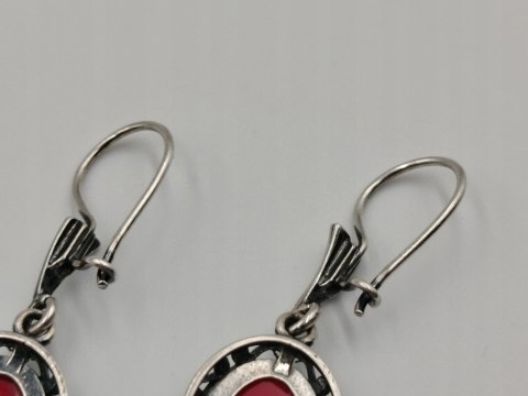 Stare piękne srebrne kolczyki ażurowe ART GRAW OWAL KORAL biżuteria VINTAGE