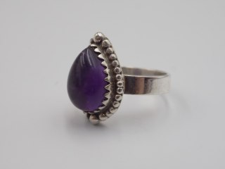 Stary piękny srebrny damski pierścionek AMETYST roz. 15 biżuteria VINTAGE