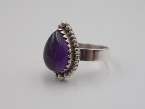 Stary piękny srebrny damski pierścionek AMETYST roz. 15 biżuteria VINTAGE