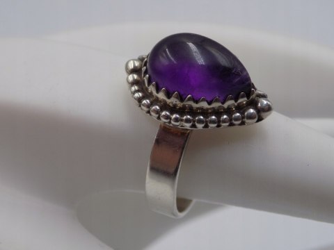 Stary piękny srebrny damski pierścionek AMETYST roz. 15 biżuteria VINTAGE