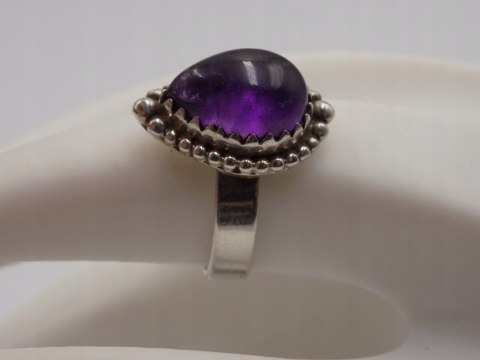 Stary piękny srebrny damski pierścionek AMETYST roz. 15 biżuteria VINTAGE