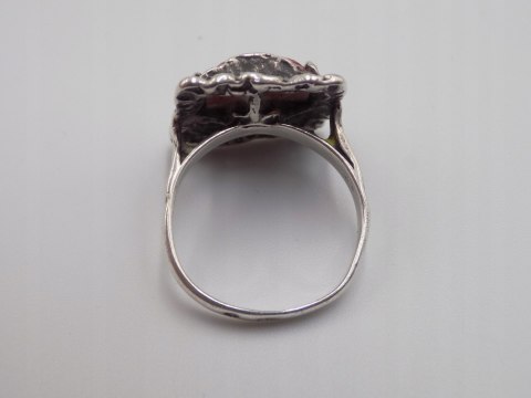 Stary piękny srebrny damski pierścionek KORALOWIEC r. 17 biżuteria VINTAGE