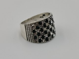 Stary piękny srebrny pierścionek/obrączka CYRKONIE r. 12 srebro 925 VINTAGE