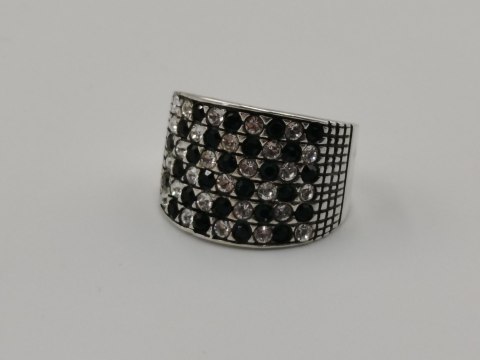 Stary piękny srebrny pierścionek/obrączka CYRKONIE r. 12 srebro 925 VINTAGE