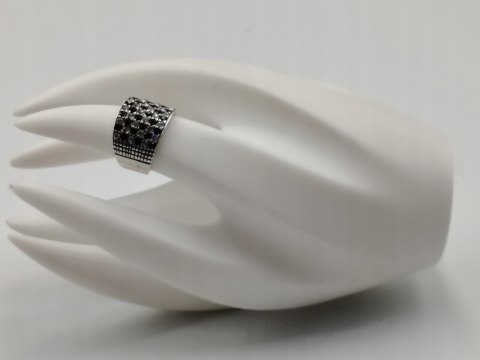 Stary piękny srebrny pierścionek/obrączka CYRKONIE r. 12 srebro 925 VINTAGE