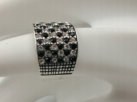 Stary piękny srebrny pierścionek/obrączka CYRKONIE r. 12 srebro 925 VINTAGE