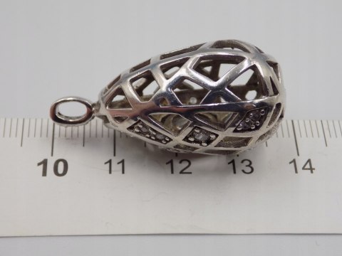 Stary srebrny damski ażurowy wisiorek/zawieszka CYRKONIE biżuteria VINTAGE