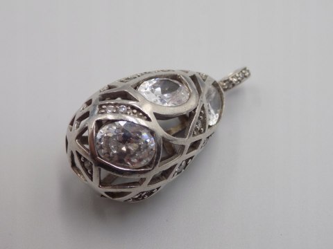 Stary srebrny damski ażurowy wisiorek/zawieszka CYRKONIE biżuteria VINTAGE