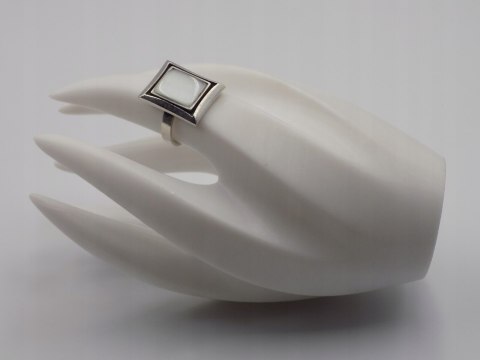 Stary srebrny damski pierścionek KOCIE OKO r.16 srebro VINTAGE biżuteria