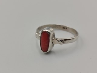 Stary srebrny damski pierścionek KORAL r. 13 srebro 925 biżuteria VINTAGE