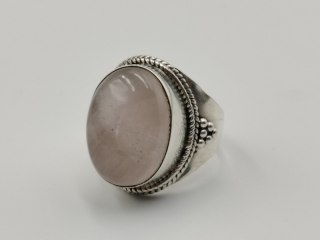 Stary srebrny damski pierścionek KWARC RÓŻOWY roz. 14 biżuteria VINTAGE