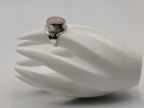 Stary srebrny damski pierścionek KWARC RÓŻOWY roz. 14 biżuteria VINTAGE