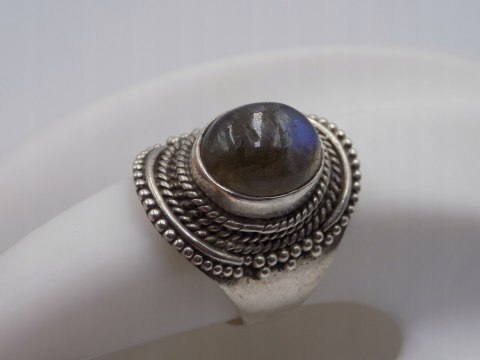 Stary srebrny damski pierścionek LABRADORYT roz.15 srebro biżuteria VINTAGE