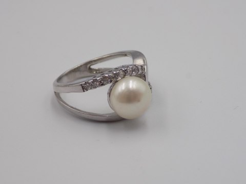 Stary srebrny damski pierścionek PERŁA roz.14 srebro 925 biżuteria VINTAGE