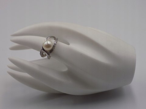 Stary srebrny damski pierścionek PERŁA roz.14 srebro 925 biżuteria VINTAGE