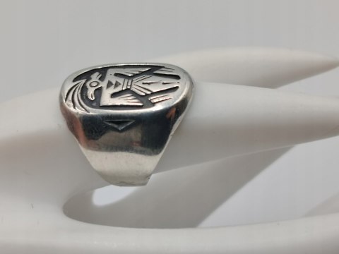 Stary srebrny pierścionek THUNDERBIRD HOPI - r.13 srebro VINTAGE biżuteria