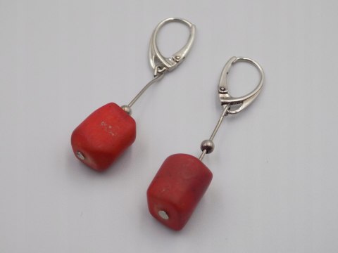 Piękne stare srebrne kolczyki KORALOWIEC srebro 925 VINTAGE biżuteria