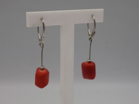 Piękne stare srebrne kolczyki KORALOWIEC srebro 925 VINTAGE biżuteria