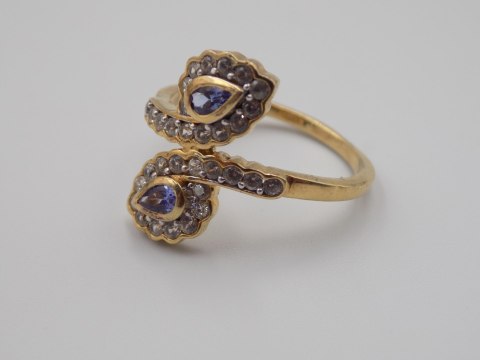 Piękny damski srebrny, pozłacany pierścionek CYRKONIE roz. 23 biżuteria