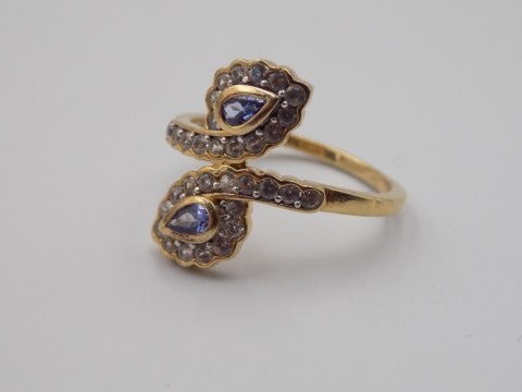 Piękny damski srebrny, pozłacany pierścionek CYRKONIE roz. 23 biżuteria