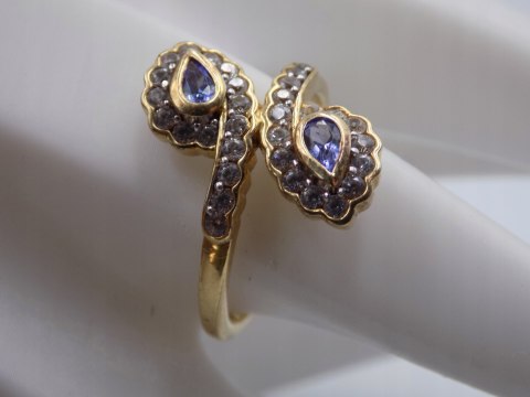 Piękny damski srebrny, pozłacany pierścionek CYRKONIE roz. 23 biżuteria