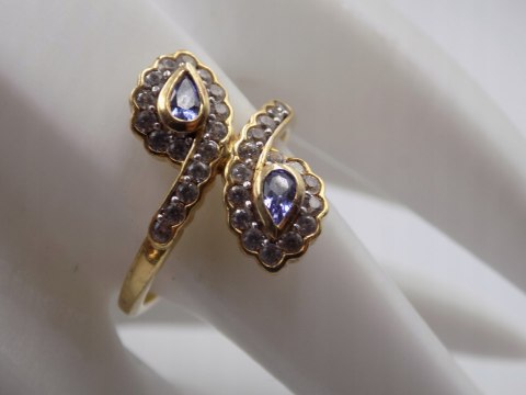 Piękny damski srebrny, pozłacany pierścionek CYRKONIE roz. 23 biżuteria