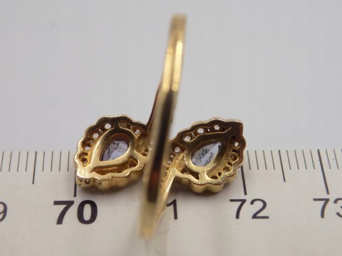 Piękny damski srebrny, pozłacany pierścionek CYRKONIE roz. 23 biżuteria