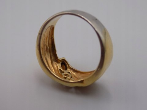 Piękny damski srebrny, pozłacany pierścionek/obrączka CYRKONIE roz. 26/27