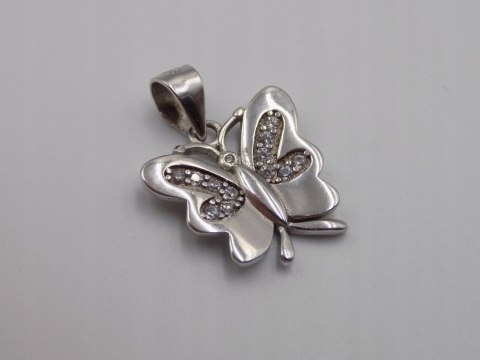 Piękny srebrny wisiorek/zawieszka MOTYL cyrkonie srebro rodowane biżuteria