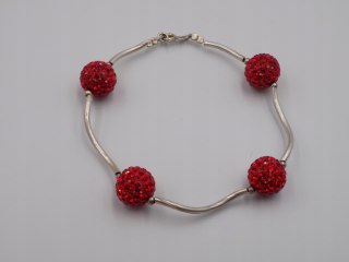 Stara piękna srebrna damska bransoletka KULKI CYRKONIE VINTAGE biżuteria