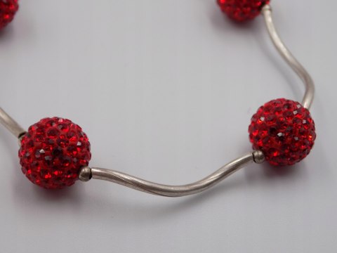 Stara piękna srebrna damska bransoletka KULKI CYRKONIE VINTAGE biżuteria