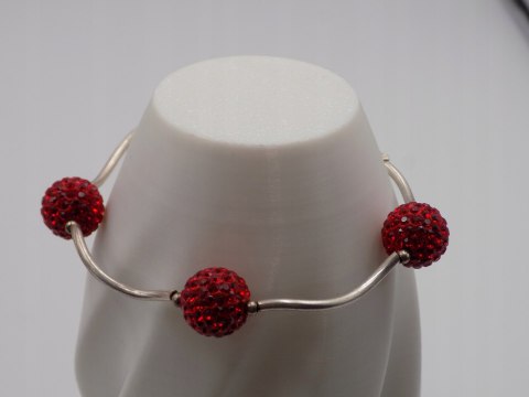 Stara piękna srebrna damska bransoletka KULKI CYRKONIE VINTAGE biżuteria