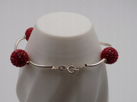 Stara piękna srebrna damska bransoletka KULKI CYRKONIE VINTAGE biżuteria